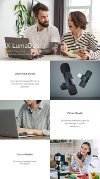 X-Level XMC3001 X-Lumaduo Pairing Kablosuz Mikrofon Siyah iphone Andoid uyumlu  kablosuz yaka mık